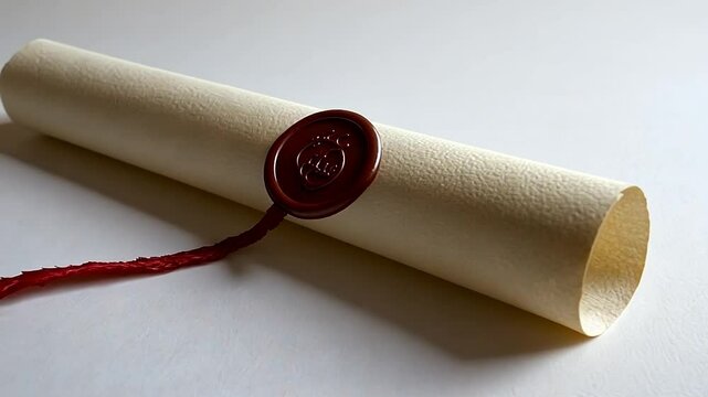 Sealed scroll on white background, signifying contract completion