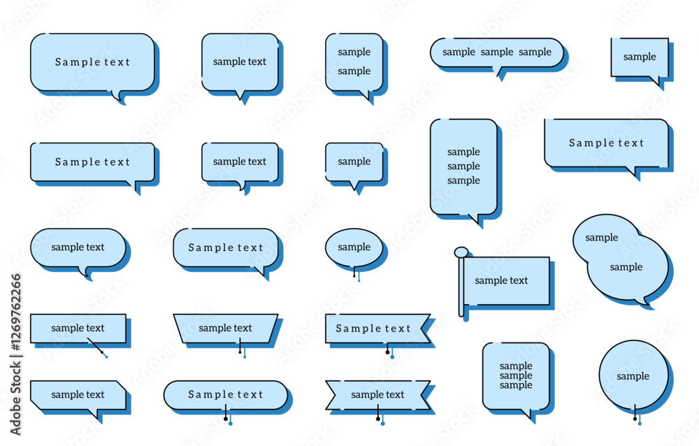 Poster the picture is a collection of examples of text speech bubbles. the text is written in black and the