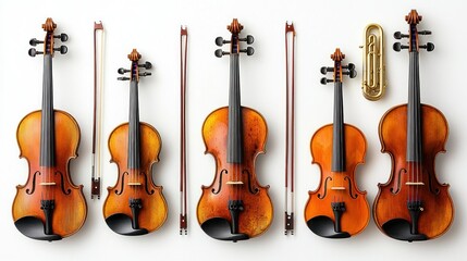 Naklejka premium Orchestral violins and a trumpet, studio shot