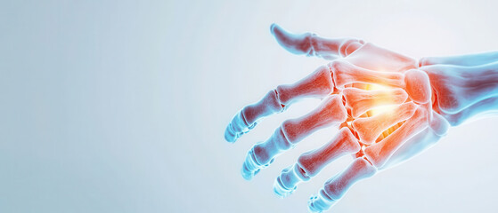 digital illustration of hand with highlighted inflamed wrist joints