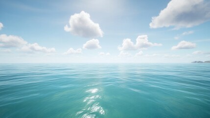 Serene Ocean Scene Under a Bright Sunny Sky