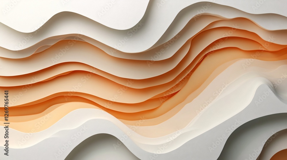 Aufkleber a textured abstract design featuring layered waves of white and soft orange, creating a modern and a
