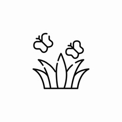 grass butterflies icon sign vector