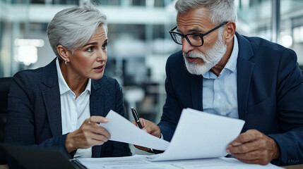Fototapeta premium Business lawyer presenting legal documents to a client in an office meeting