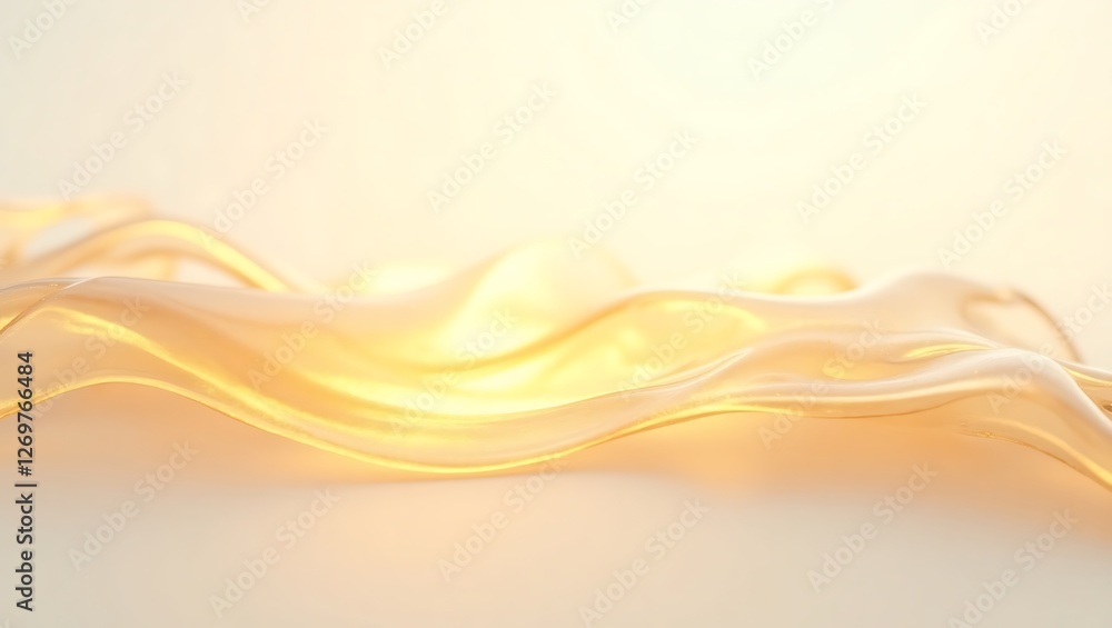 Poster translucent glass effect with a serene golden gradient background. generative ai.