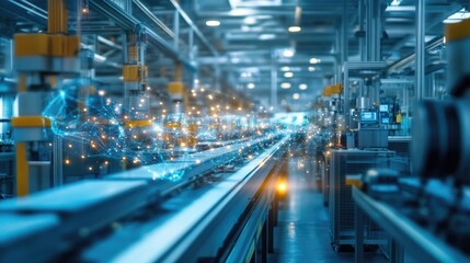 High-tech industrial interior with advanced machinery and production processes.