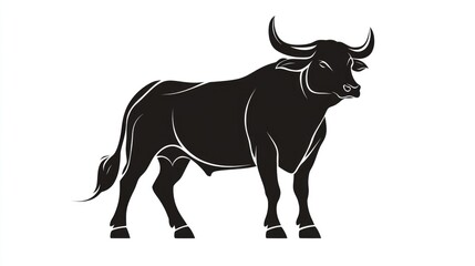 Stylized illustration of a powerful black bull emphasizing strength and resilience.