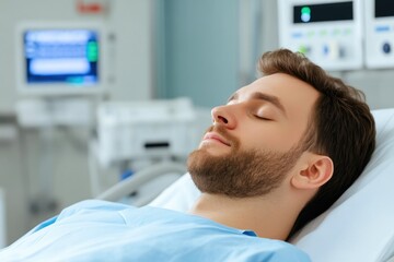 Fototapeta premium Close-up shot of male patient in hospital