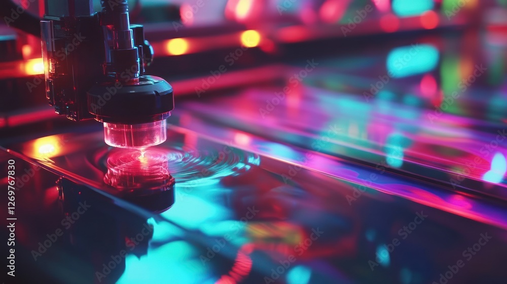 Poster precision laser cutting machine working on a reflective surface