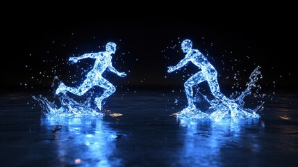 Watercolor vector illustration of office employees, specialists, consultants, working in a company.