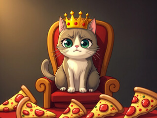 Cartoon Cat Ruling from Pizza Throne