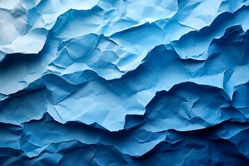 Obraz premium Abstract Blue Paper Mountains, an Artistic Ice Landscape