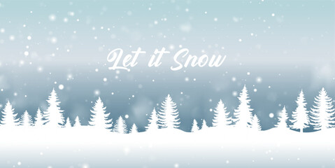 Christmas winter snowy landscape background. Winter snow dust background. Vector illustration EPS10