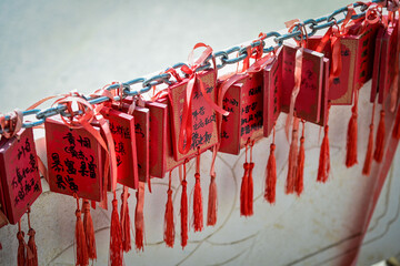 red icicles on a white