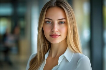 Obraz premium Female Entrepreneur Standing Strong in Office