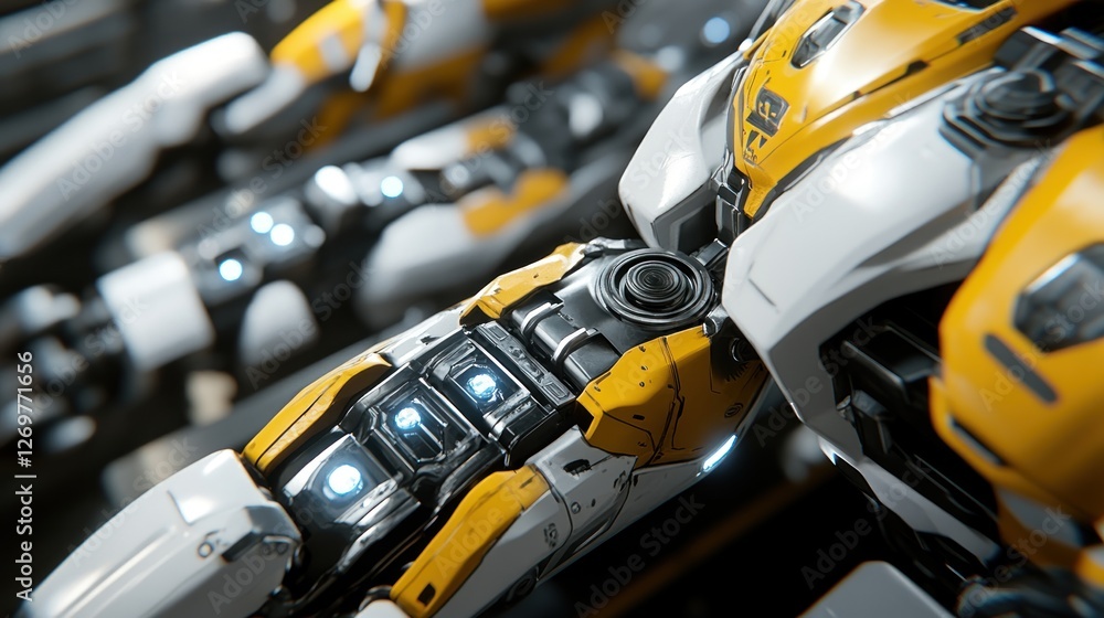 Poster advanced robotic arm close up detailed view