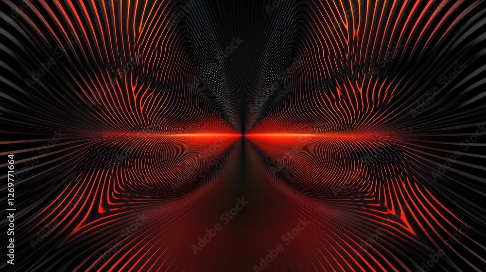 Poster abstract futuristic background with glowing red lines and dark geometric shapes
