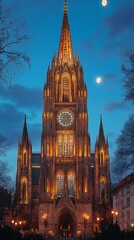 Fototapeta premium Gothic cathedral ornate spires glass high resolution hd picture