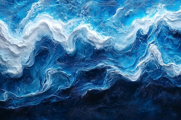 Obraz premium Abstract swirling blue and white cosmic ocean background