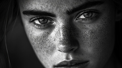 Naklejka premium black and white portrait with intense gaze