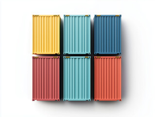 Obraz premium A Vibrant Display of Nine Intermodal Shipping Containers Stacked in Three Tiers, Showcasing a Kaleidoscope of Colors
