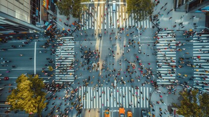 City Crowd Shot From Drone Aerial View