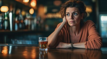 Solitude and Contemplation at a dimly lit Bar