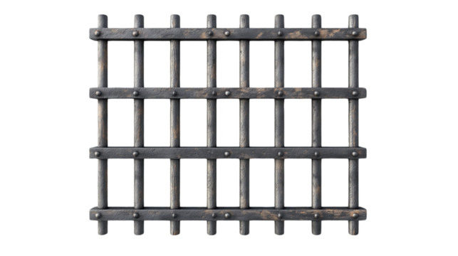a Jail or prison metal bars isolated on a transparent background