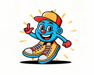 Happy sneaker mascot cartoon giving thumbs up / Caricatura de zapatilla feliz haciendo pulgar arriba