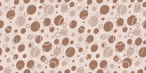 Obraz premium Abstract geometric seamless background. Shapes, circles, strokes, spots. Simple vector texture. Repeating graphic pattern for wallpaper, packaging, textile in colors of 2025, mocha mousse.