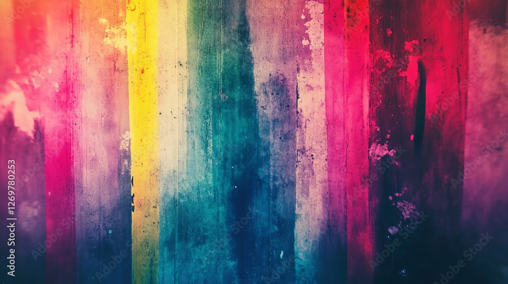 Poster bright abstract background with vertical multicolored blurred lines.