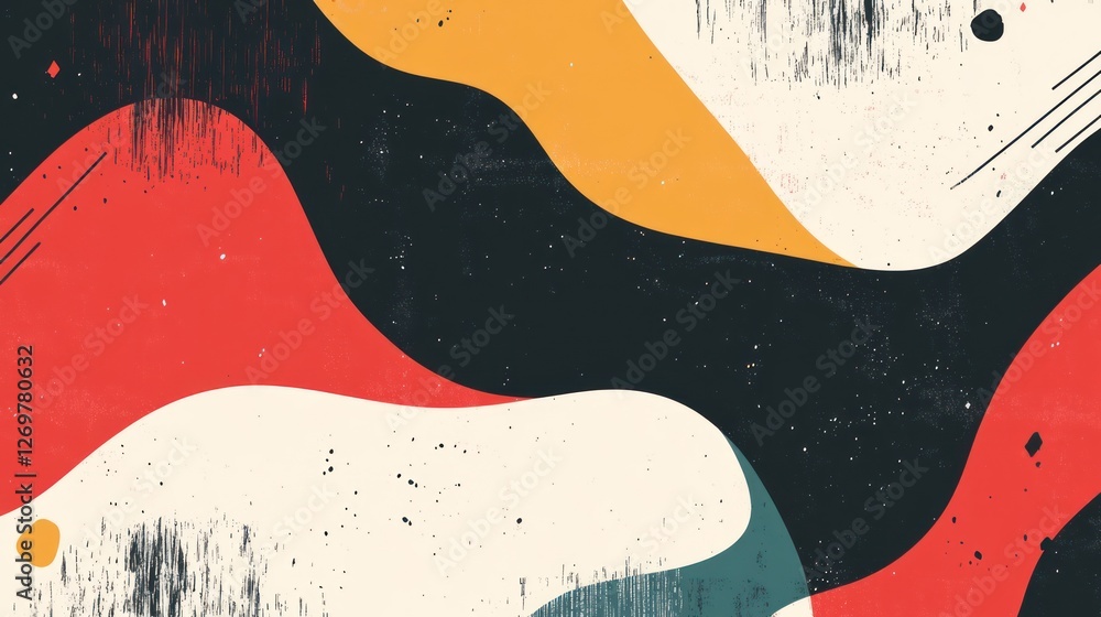 Poster abstract wave design with vibrant colors and textures