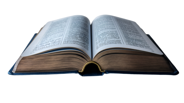 Antique Book Pages Detailed Text for Knowledge, Wisdom, and Learning Themes, isolated on transparent background.