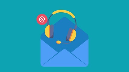 Animated Customer Service Email Support Request with Headset and Help Message. - Powered by Adobe