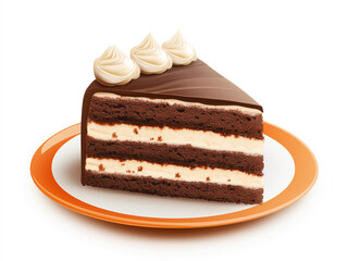 Delicious chocolate cake with a white background 