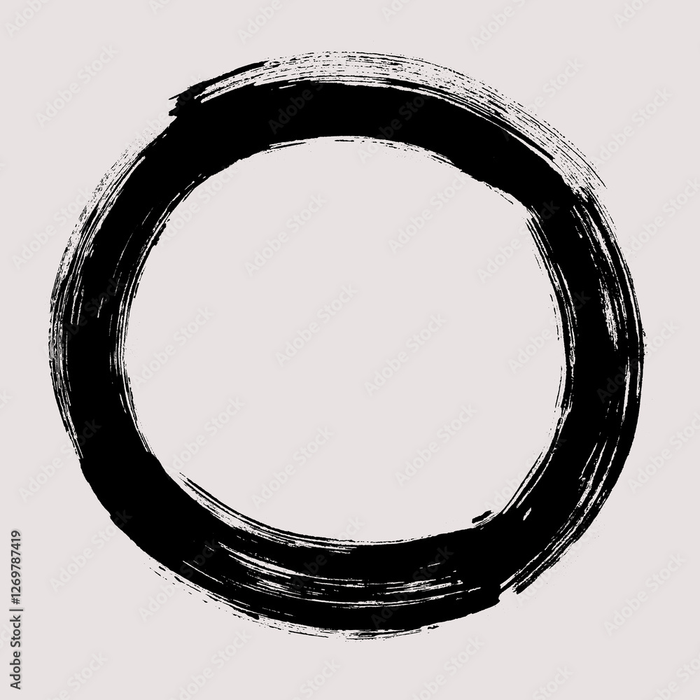 Aufkleber circle brush stroke vector. painted circle frame. abstract textured text box. grunge design illustra