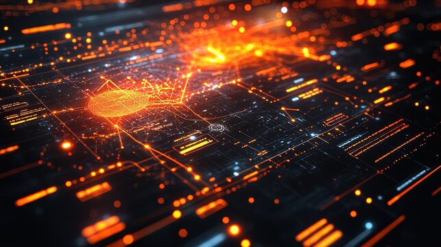 A vibrant scatterplot glowing with dynamic data streams and animated overlays, sleek and engaging 