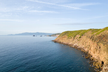 Obraz premium The arid coast at Punta di Foghe in Europe, Italy, Sardinia, Punta di Foghe, in summer, on a sunny day.