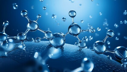 molecule with bubbles on blue background