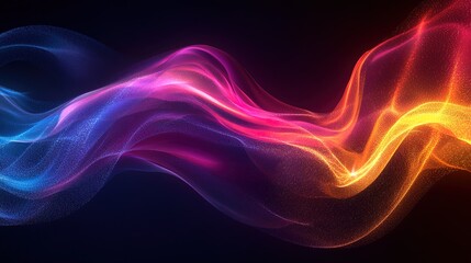 A high-tech concept of data flow glowing with colorful gradients and motion effects, sharp and detailed 