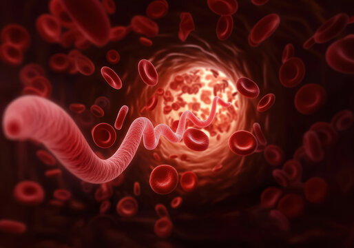 Borrelia burgdorferi - spirochetes are long and slender bacteria. A cluster of bacteria. Spirochete, (order Spirochaetales), group of spiral-shaped bacteria. 3D render illustration