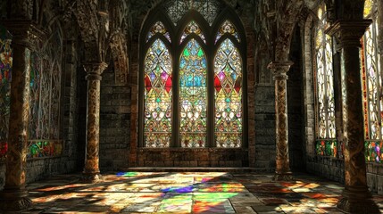 Colorful Stained Glass Window In A Cathedral