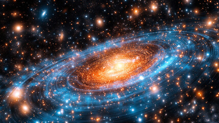 hyperspace jump with blue streaks and particles, simulating high-speed travel through a chaotic starfield, embodying the concept of rapid movement through space