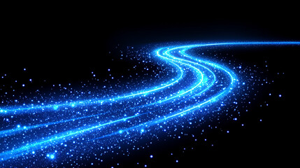 hyperspace jump with blue streaks and particles, simulating high-speed travel through a chaotic starfield, embodying the concept of rapid movement through space