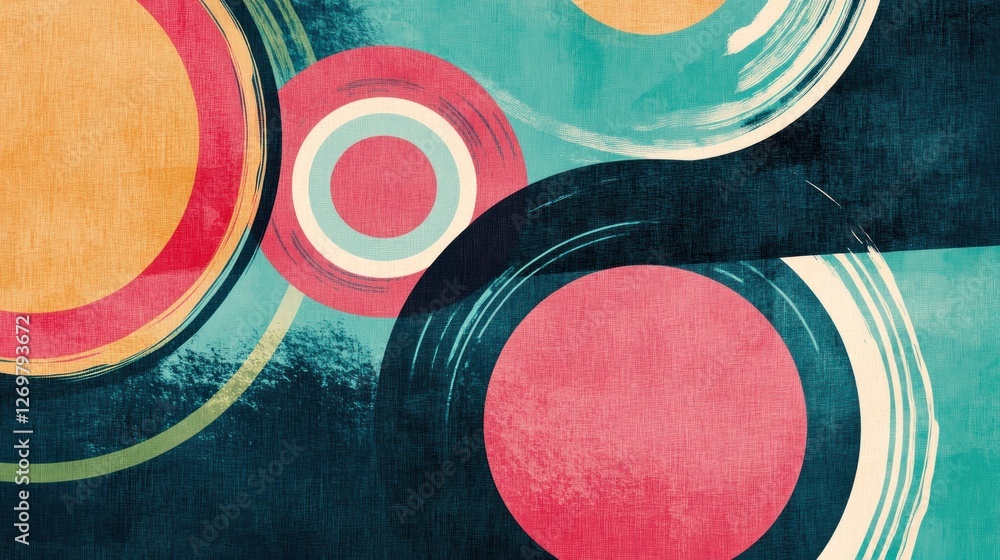 Poster abstract circular design featuring vibrant colors and textures