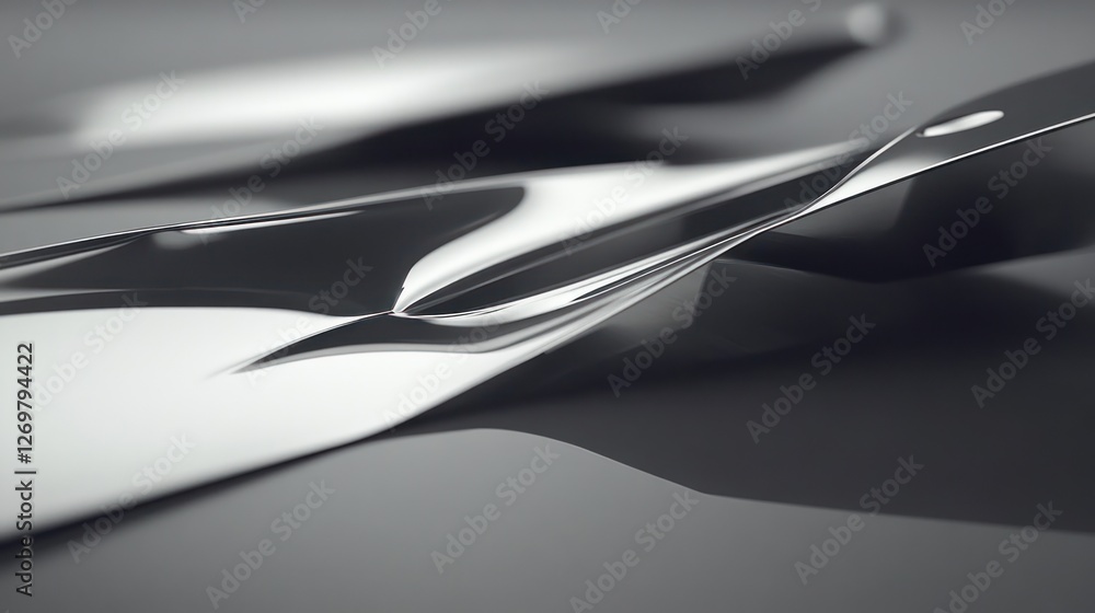 Aufkleber abstract metallic surface curves and reflections