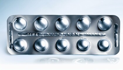medicine pill in aluminium foil silver blister packaging