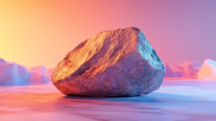A large rock is sitting on a snowy field