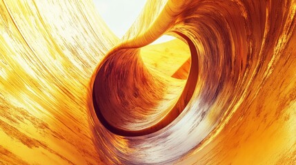 A gold colored wave with a hole in the middle