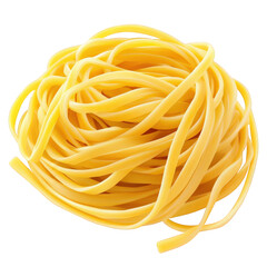 A stylized illustration of linguine pasta, coiled into a single pile, smooth strands with a natural yellow tint, transparent background, PNG